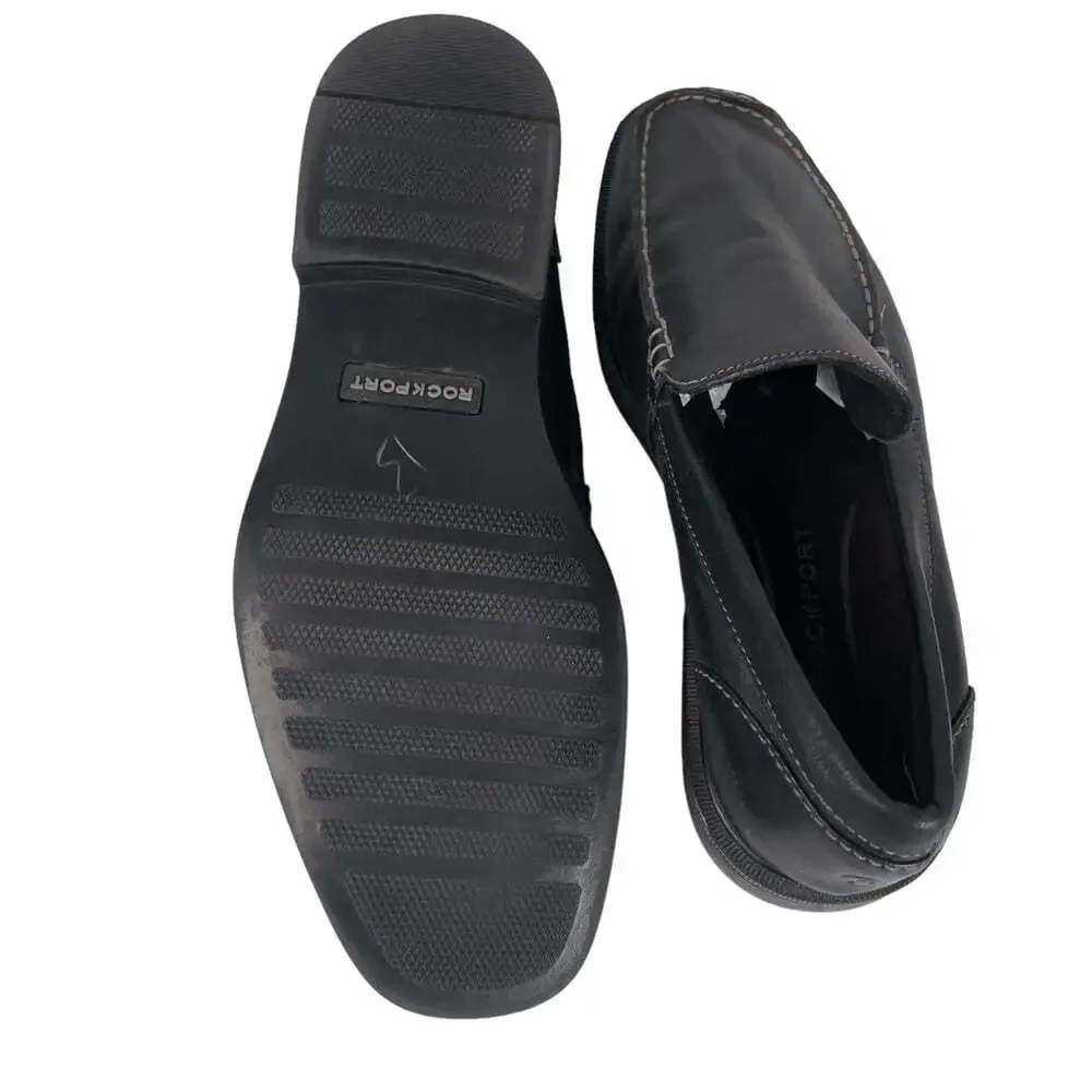Rockport Mens Black Kinetic Air Circulator Loafers Size 9.5 Slide On Leather